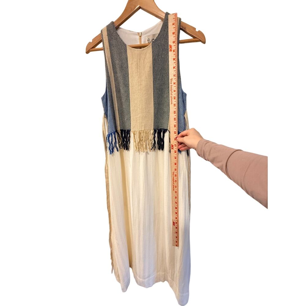 Sea New York Cream Midi Dress with Navy and Beige Paneling - Picture 10 of 12